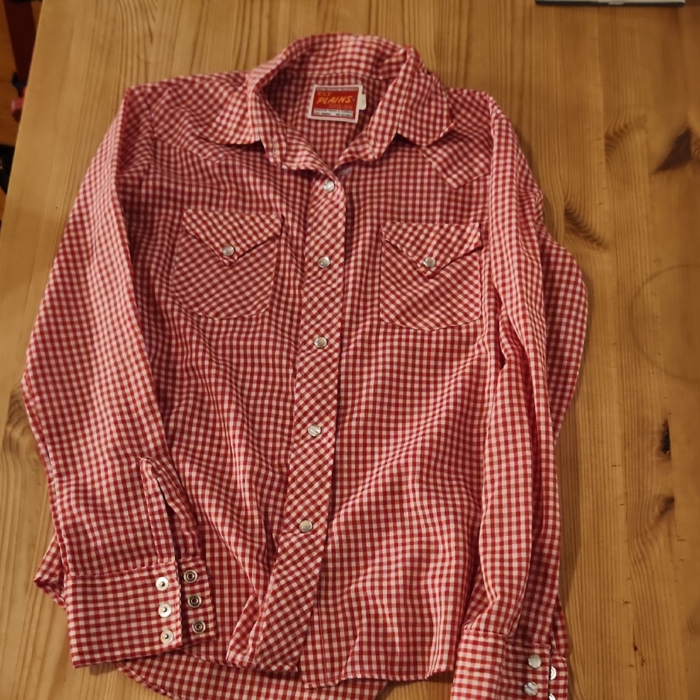 Ely Plains Red Vintage Western Men's Button-Down Shirt - size 10